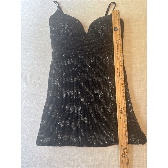 Cinderella Devine Sexy Black Sequin‎ Mini Dress  ( Altered Hem?) Size XS - Picture 6 of 9
